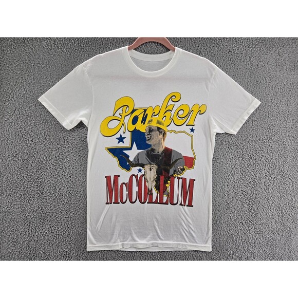 Parker McCollum Shirt Mens Small White Country Music Band Tee Texas Cowboy - Picture 1 of 5